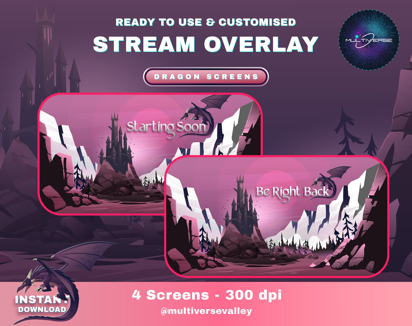 Animated Dragon Twitch Screens