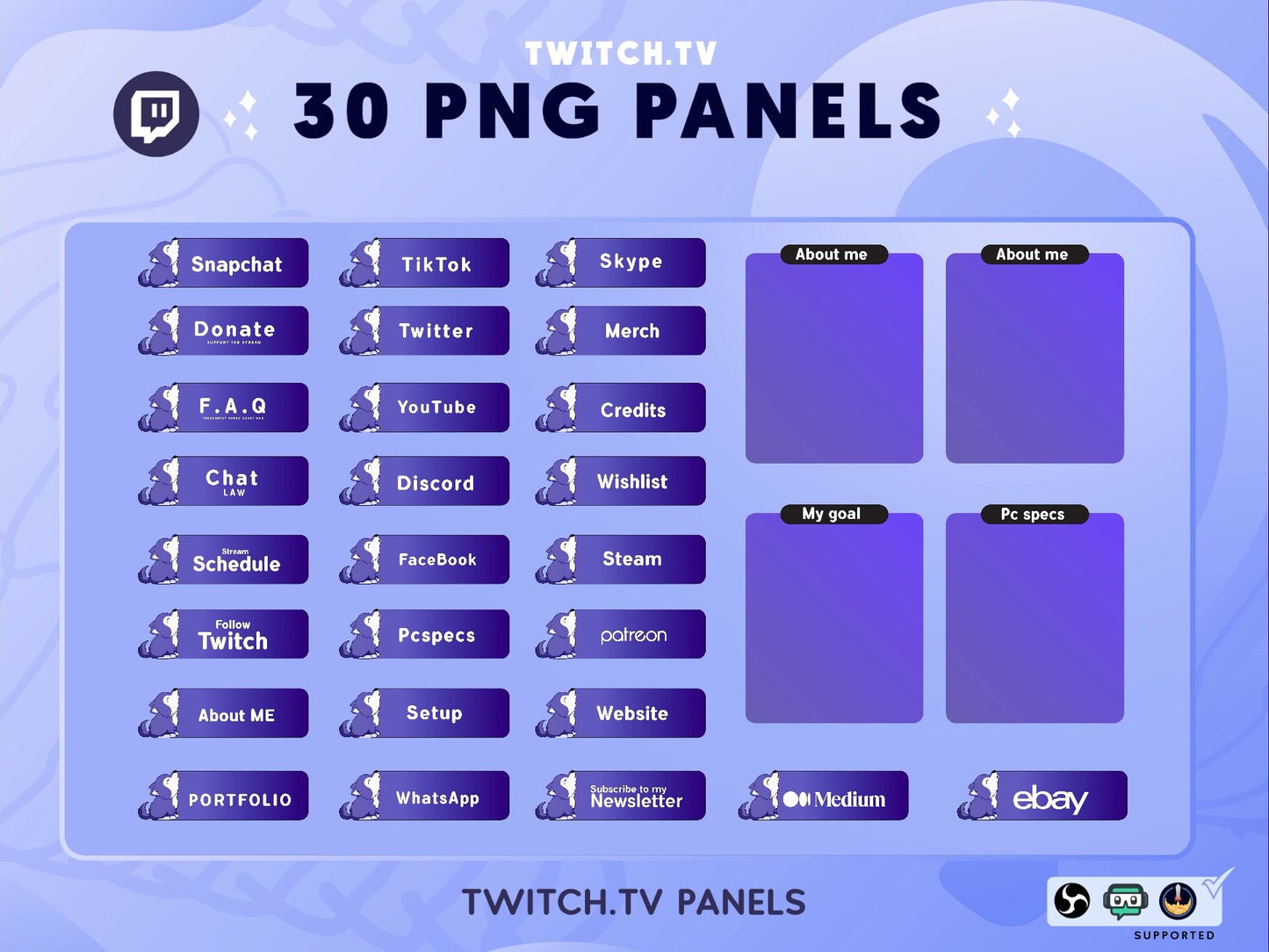 Cute Wolf Moon Animated Twitch Overlay Screens