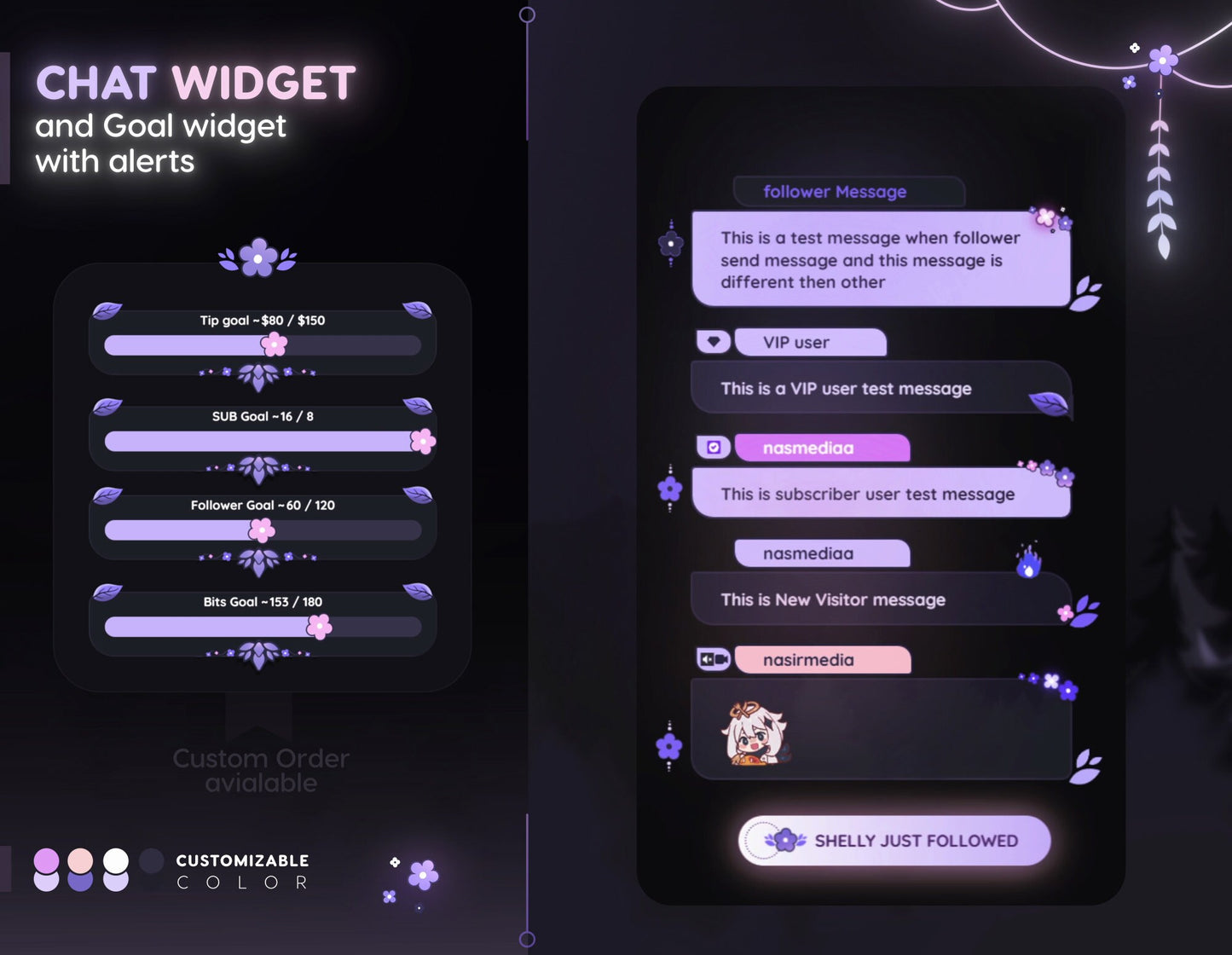 Autumn Twitch chat widget (with custom colour) + goal widget