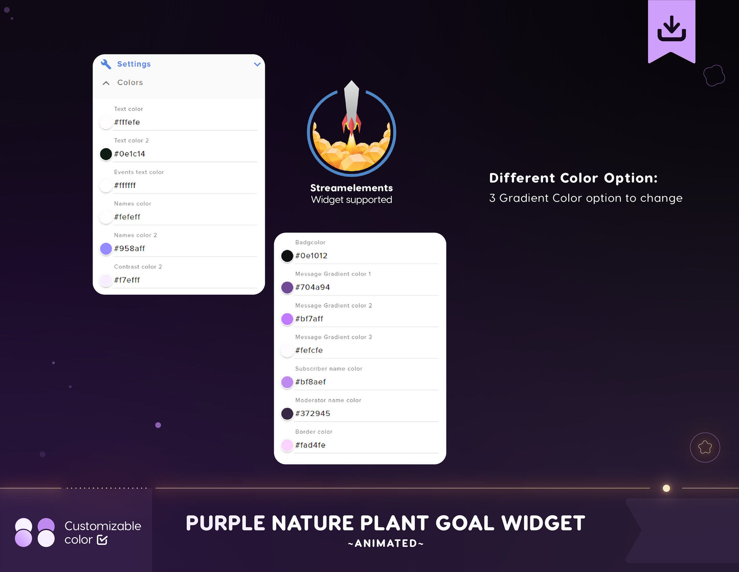 Purple Autumn Twitch chat widget + goal widget