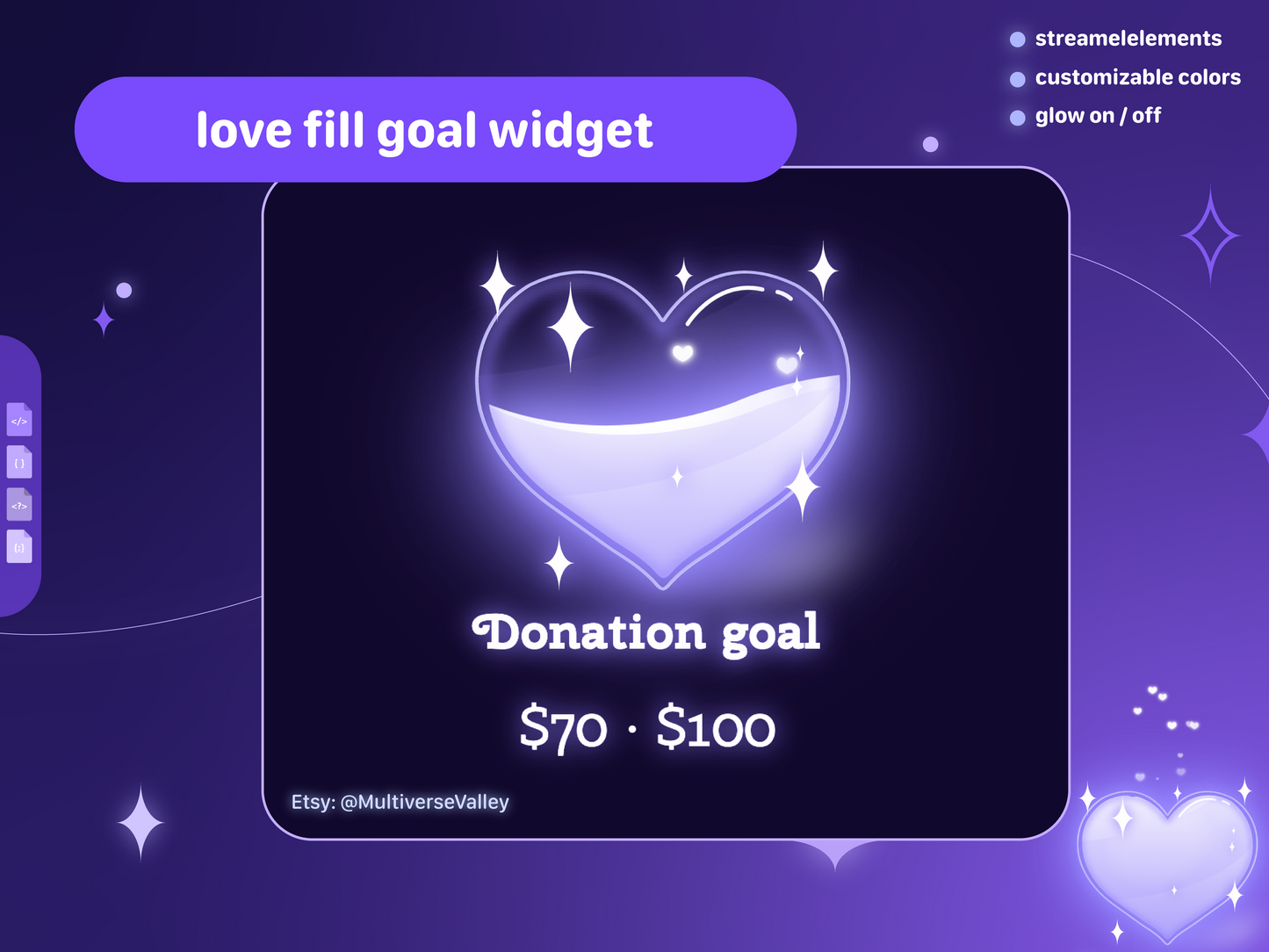 Glass heart goal/event widget | vtuber overlay