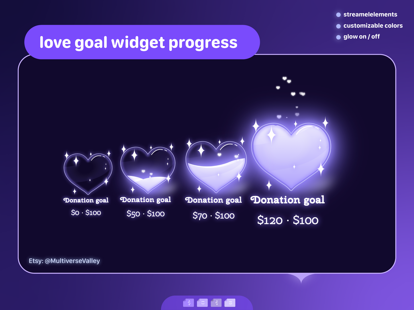 Glass heart goal/event widget | vtuber overlay