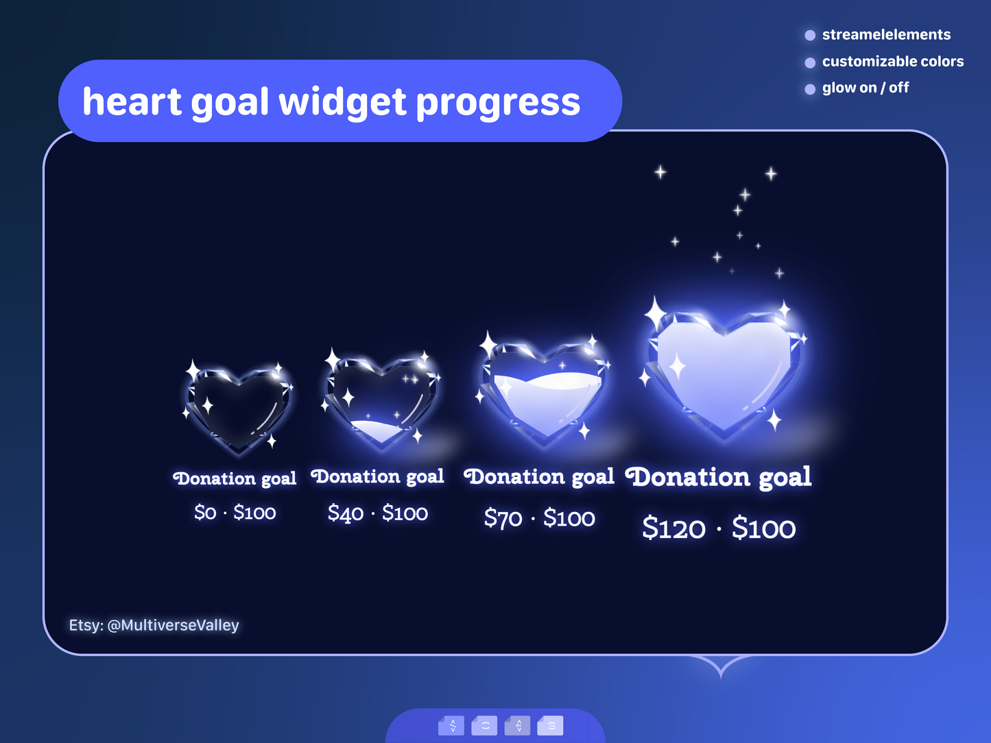Crystal Glass heart goal widget