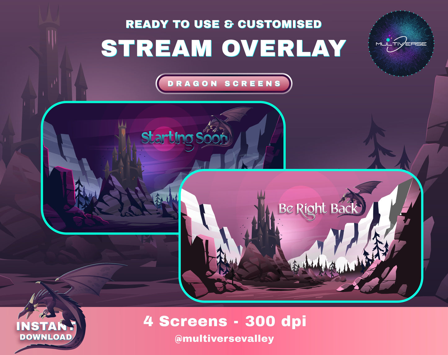 Animated Dragon Twitch Screens