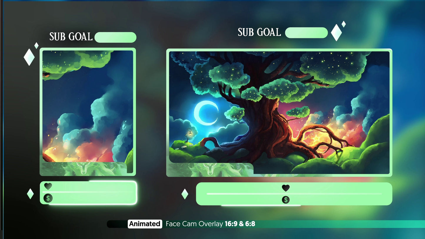 Purple and Green Dream forest charming animated face-cam overlay