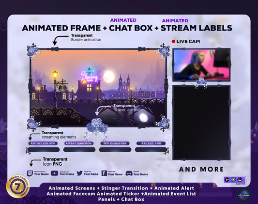 City night Animated twitch overlay