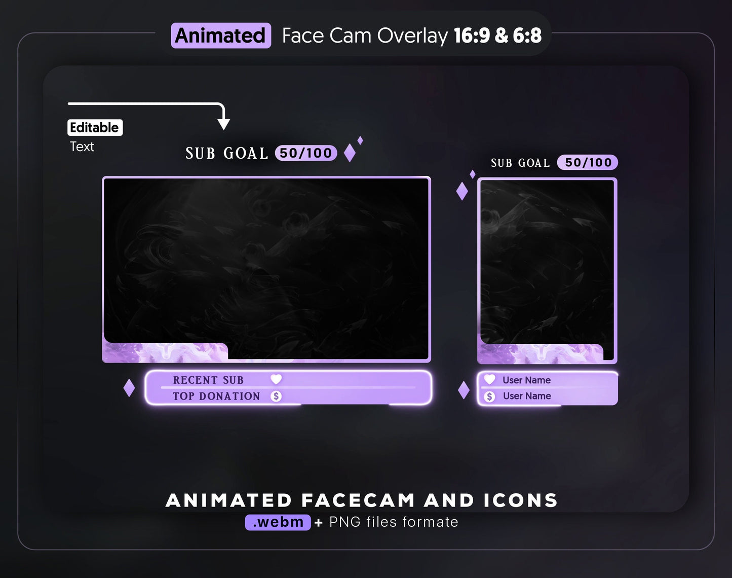 Purple and Green Dream forest charming animated face-cam overlay