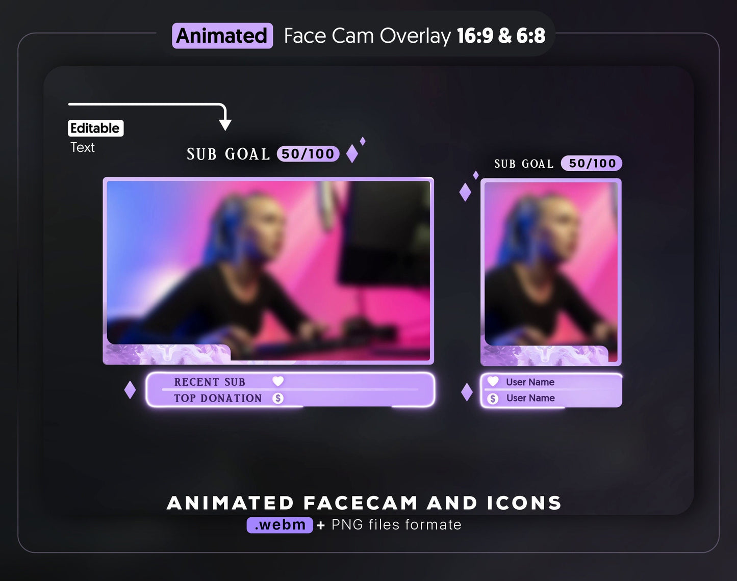 Purple and Green Dream forest charming animated face-cam overlay