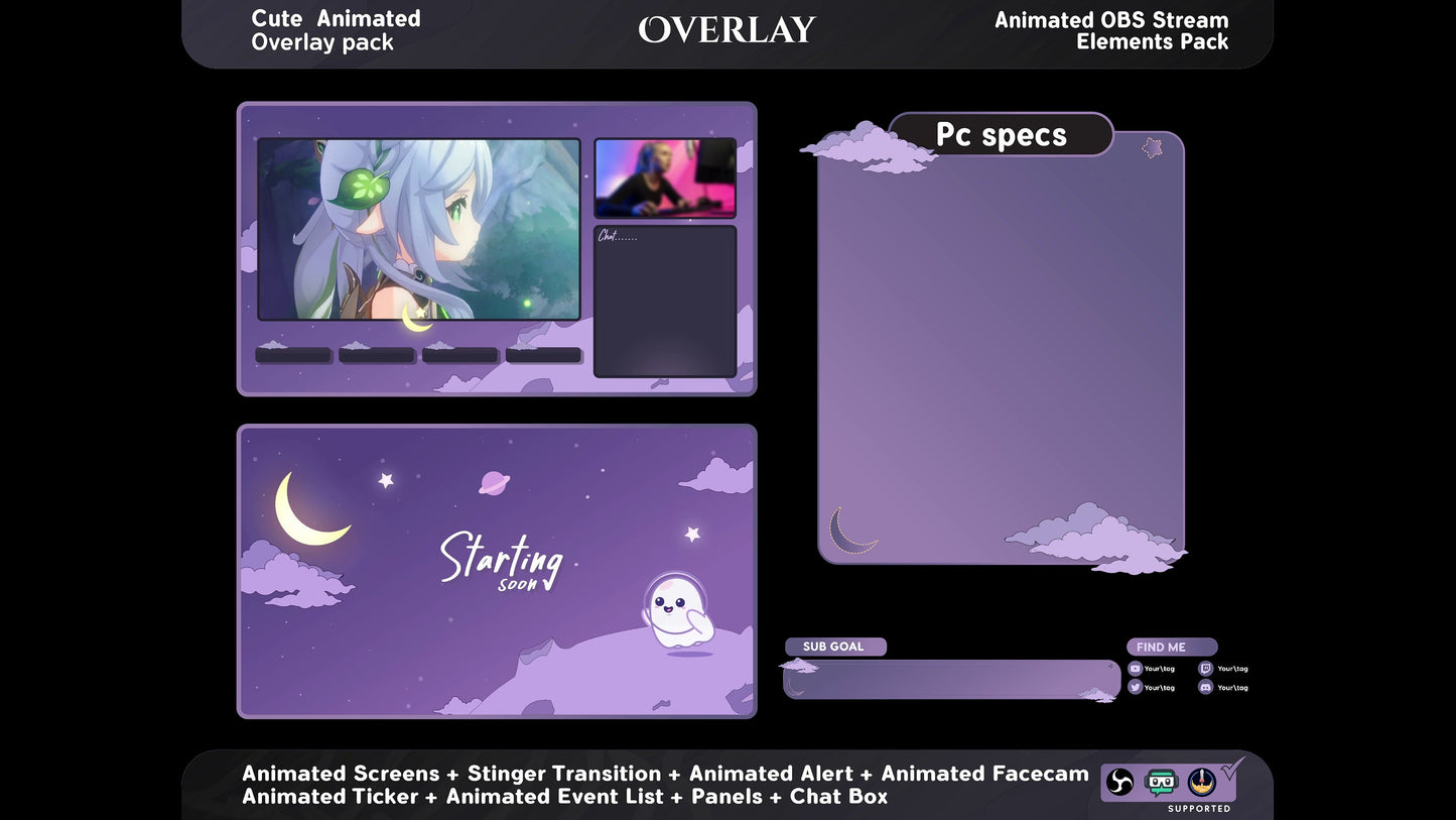 Cute Space Ghost Animated  Twitch Screens | Kawaii