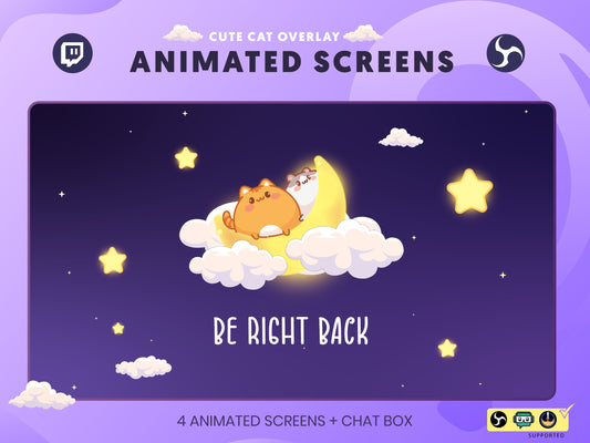 Animated Scene "Moon Kitten" - Stream Overlay