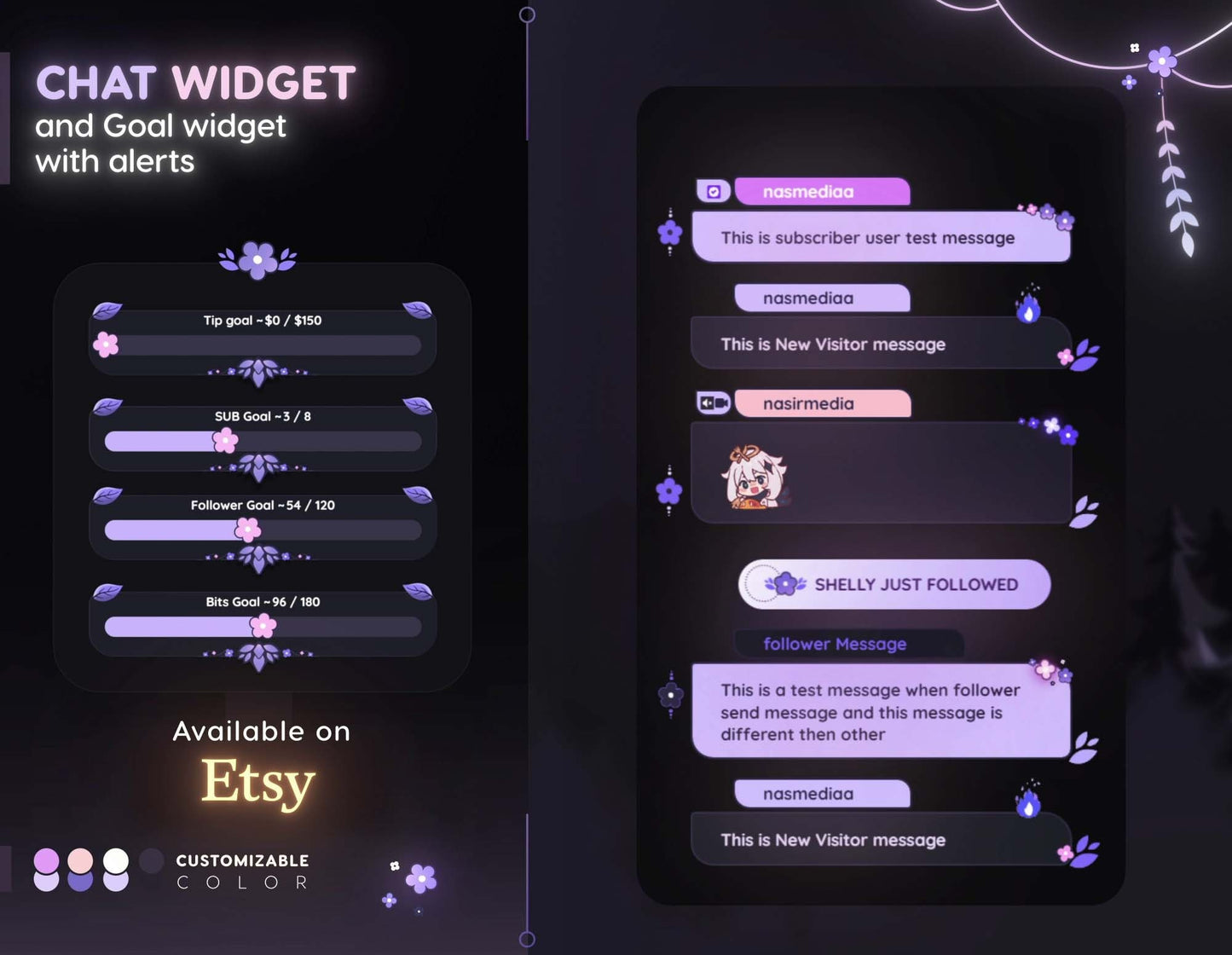 Autumn Twitch chat widget (with custom colour) + goal widget