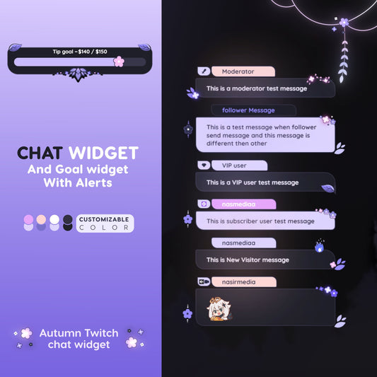 Autumn Twitch chat widget (with custom colour) + goal widget