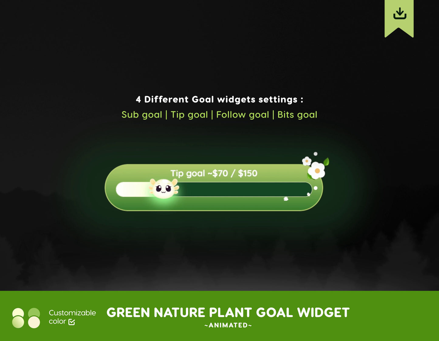 Green Plants Stream Customisable Chat Widget Goal- Event-Widget