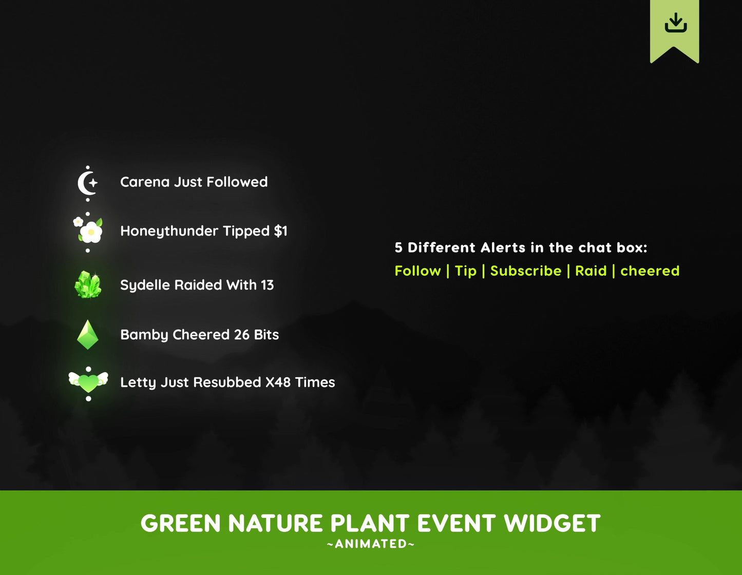 Green Plants Stream Customisable Chat Widget Goal- Event-Widget
