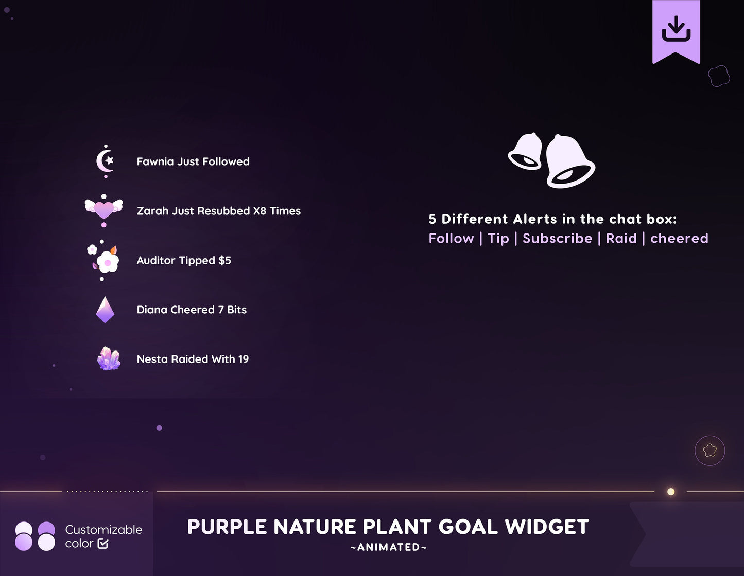 Purple Autumn Twitch chat widget + goal widget