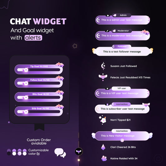 Purple Autumn Twitch chat widget + goal widget