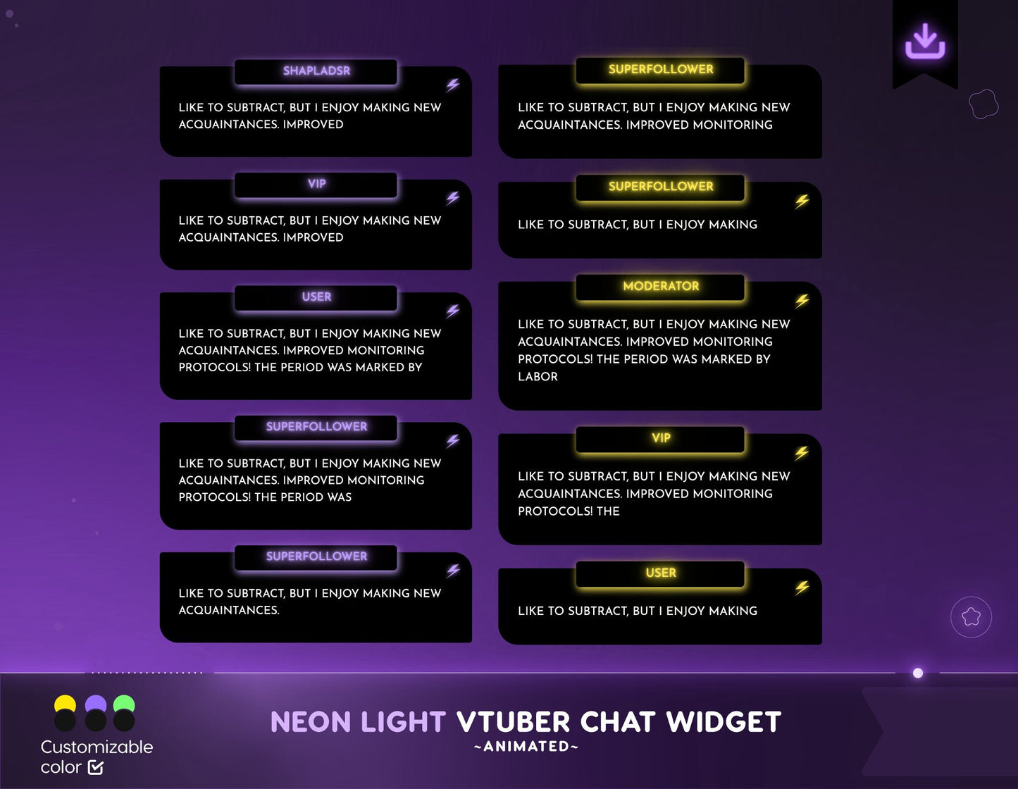 Purple Neon Light COD Twitch chat widget