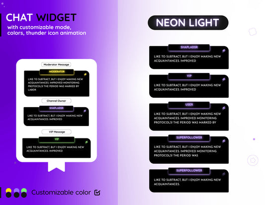 Purple Neon Light COD Twitch chat widget