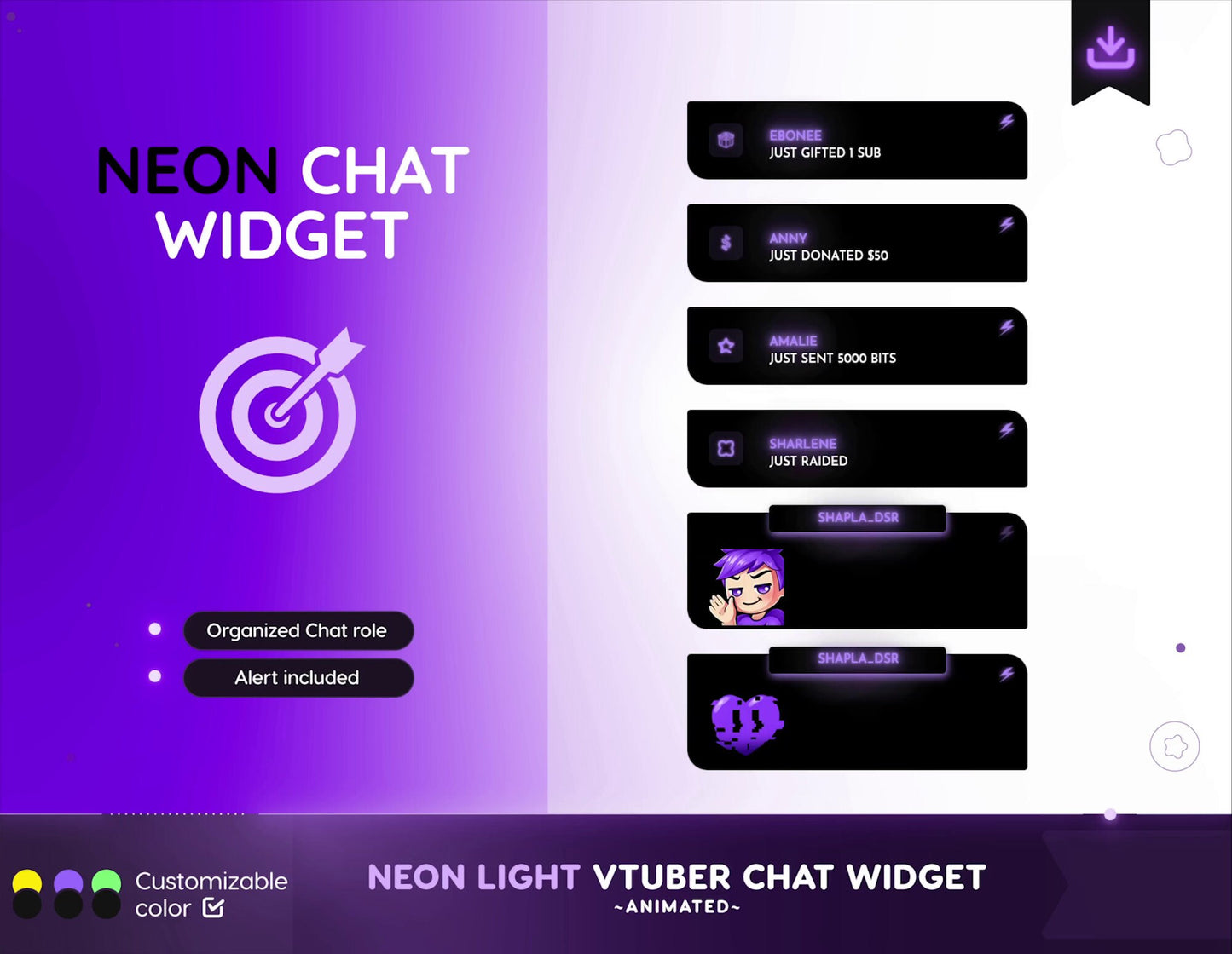 Purple Neon Light COD Twitch chat widget
