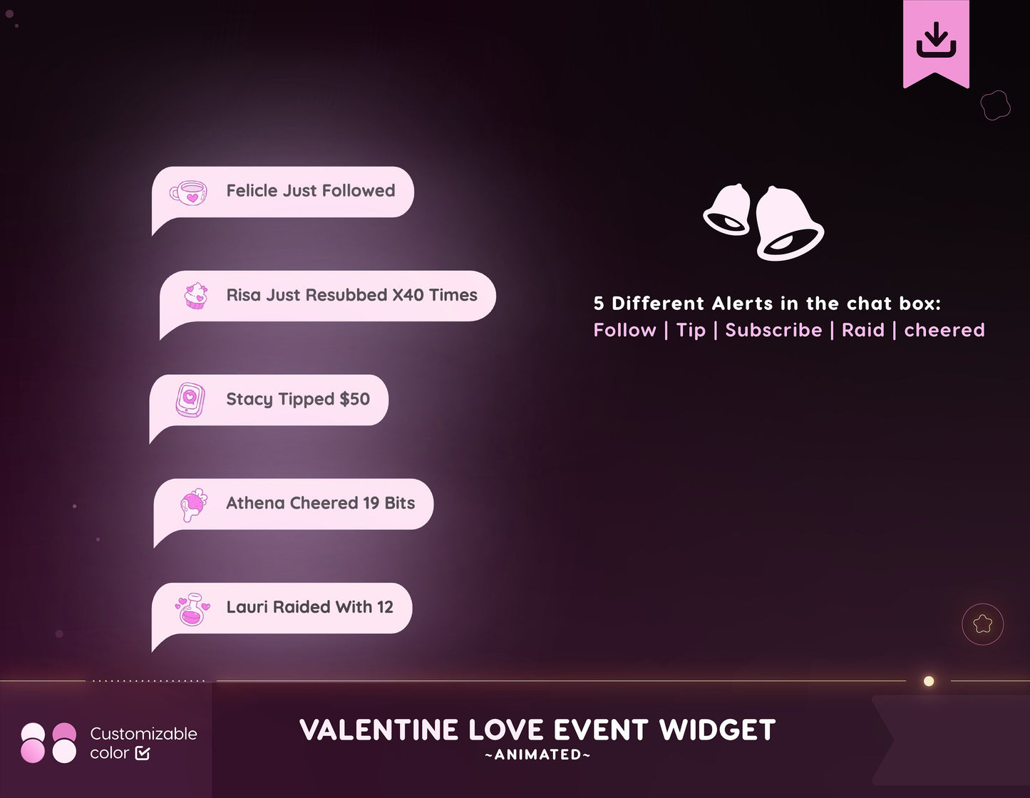 Valentine Love fill Twitch chat widget with Goal