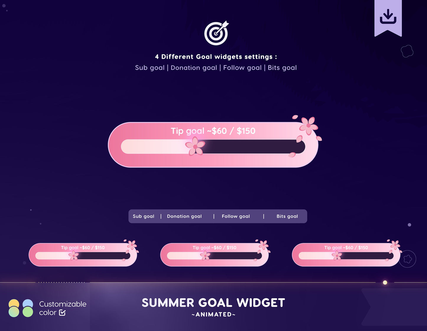 Warm Glow Summer: Chat Widget •  Chat Widget • Goal Widget